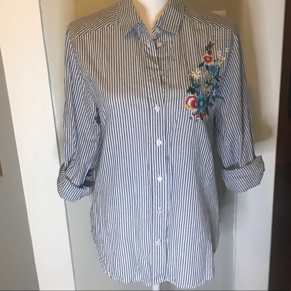 Embroidered Striped Blouse!
